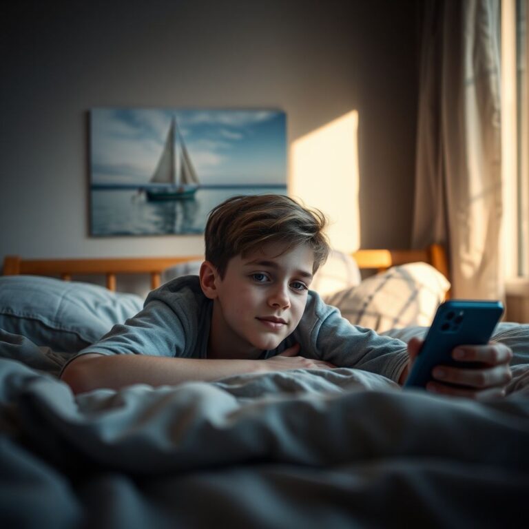thuis op bed leren op je telefoon